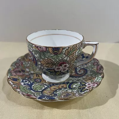 Mid-Century 1950’s Rosina Bone China 5030 Paisley Chintz Pattern Tea Cup Saucer  • $45
