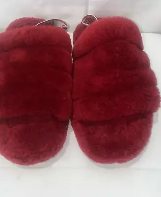 UGG FLUFF YEAH SLIDE Slingback Red Sandal Size • $23