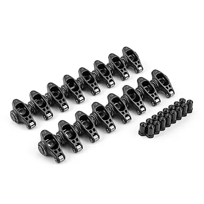 Chevy SBC 350 1.5 Ratio 3/8  Ultra Black Chromoly Roller Rocker Arms Set • $195.79