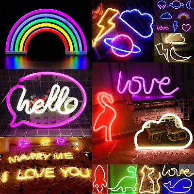 Neon Sign Light LED Wall Night Decor Lamp For Kids Bedroom Gift Christmas Party • £9.49