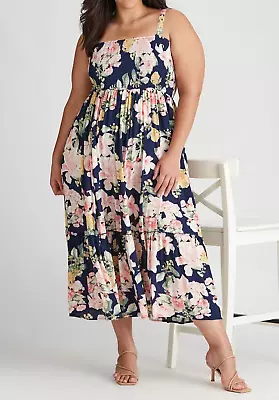 Ladies Plus Size 20 AUTOGRAPH Strappy Ruched Floral MAXI Dress NEW 8209 • $33.99