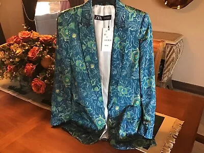 Zara Nwt Xs Green Printed Blazer • $40