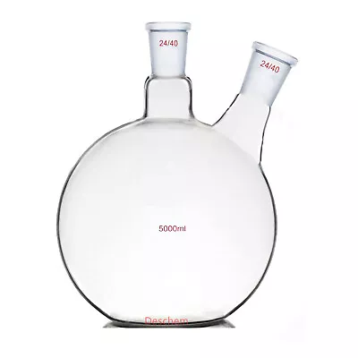 5000ml24/402-neckFlat BottomGlass Flask5LTwins NecksLab Chemistry Vessel • $119.99