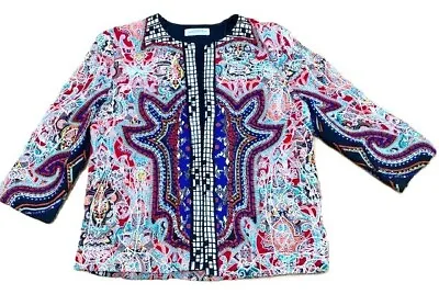 Rare Zara Beautiful PATCHWORK FLORAL EMBROIDERED QUILTED JACKET  SIZE L (XL) • $55