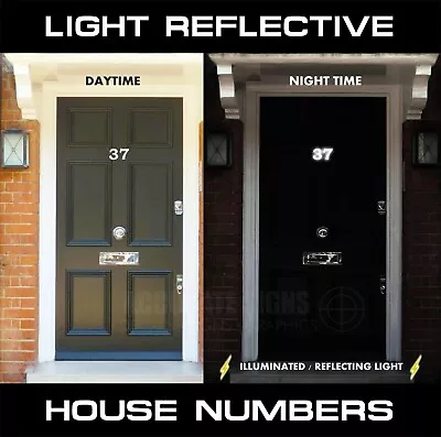 £3.95 • Buy Reflective House Number Sticker For Front Door Or Post Box Vinyl Decal (Style 1)