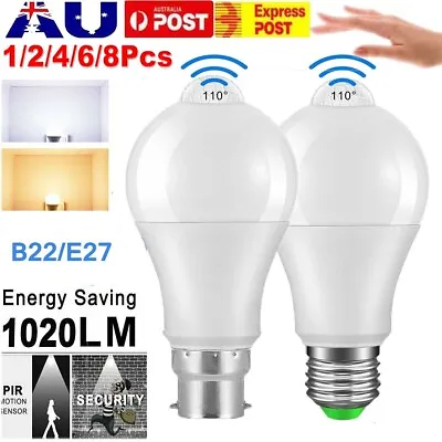 1/2/4/8Pcs 12W E27/B22 PIR Sensor Motion LED Bulb Light Globe Energy Saving Bulb • $14.99