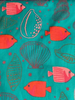 Scrub Top Size M Fish Seashells Teal Nwt Nurse Medical Vet Cna Dental Uniform • $19.85