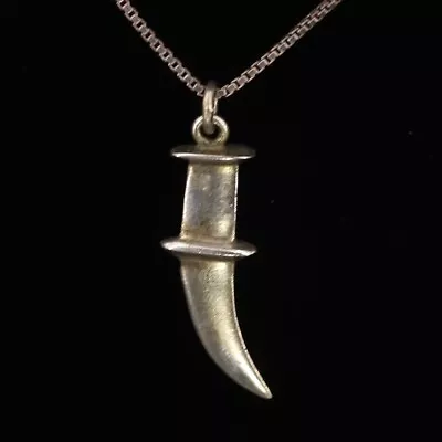 VTG Sterling Silver - Scimitar Dagger Sword Pendant 24  Box Chain Necklace - 4g • $2.99