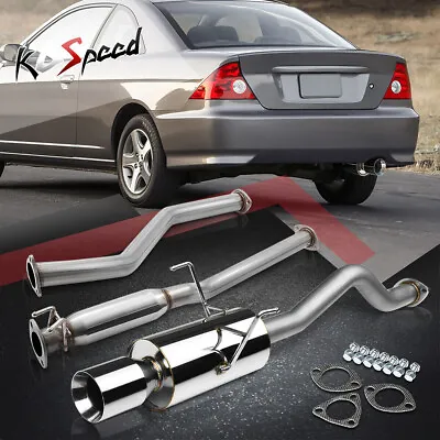 For 01-05 Civic 2dr/4dr Em2 Es2 D17 4 Rolled Tip Muffler Catback Exhaust System • $139.98