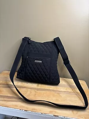 Vera Bradley Classic Black Quilted Hipster Crossbody Handbag Purse EUC • $28