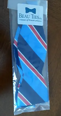 Beau Ties LTD Men's Silk Hand Sewn Bow Tie Adjustable Blue Red Gray Stripe NEW • $25.49