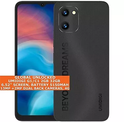 UMIDIGI G1/C1 2gb 32gb Quad Core 6.52  Face Id Dual Sim Android 12 4g Smartphone • $258.90