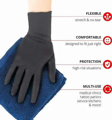 Nitrile Gloves Black Piercing Tattoo M L XL 2XL  Choose Your Size And Amount • $25.49