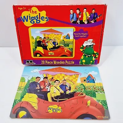 Wiggles With Sam Yellow Wooden 20 Piece Tree Toys Big Red Car Puzzle In Box • $25