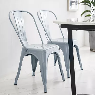 Set Of 4 Tolix Style Industrial Metal Dining Chairs Vintage Retro Kitchen Cafe  • £135.99