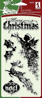 $5.99 • Buy Christmas Silhouettes Angel Deer Clear Acrylic Inkadinkado Stamp Set NEW!