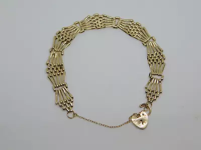 £345 • Buy 9ct Gold 5 Bar Fan Edge Gate Bracelet