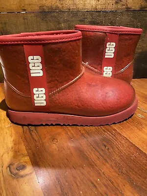 UGG Classic Mini Waterproof Boots Women Size 5 Clear Samba Red  1113190🔥🔥 • £33.78