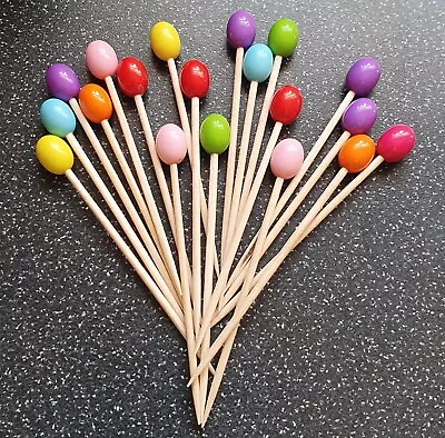 50 Wooden Cocktail Sticks Party Food Flags Toppers Cake Decorations Cup Cakes  • £3.45