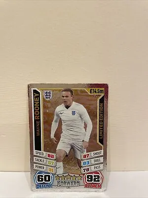 Match Attax World Cup Wayne Rooney Gold Limited Edition 2014 • £1.40