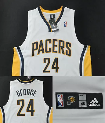 Paul George #24 Indiana Pacers Adidas Jerey Authentic Sewn White Men 48 XL NWT • $399.99