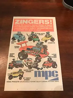 1975 Vintage 6.5x10 Comic Toy Print Ad For Mpc Zingers! Dune Buggy 57 Chevy Van • $9.95