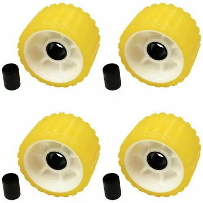 $74.99 • Buy 4 Pack 3 Inch Wide X 5 Inch OD Boat Trailer Yellow Rubber Ribbed Wobble Rollers