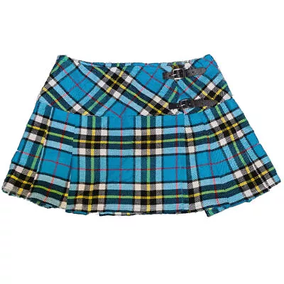 Viper London 13  Blue/Black Micro Mini Kilt Skirt Wraparound Leather Straps • $18.61