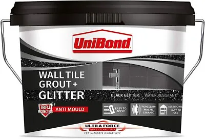£17.99 • Buy UniBond GLITTER WALL GROUT  Grey/Black + Glitter 3.2kg