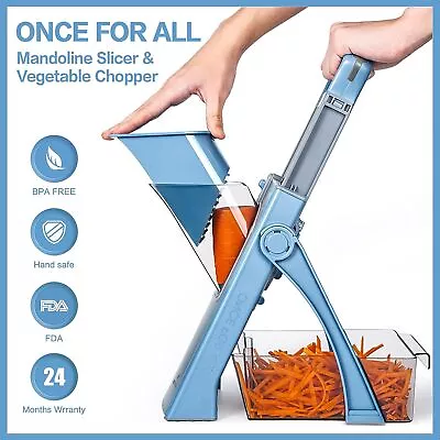 Safe Mandoline Vegetable Slicer Adjustable Vegetable Chopper Mandolin Kitchen • £20.93