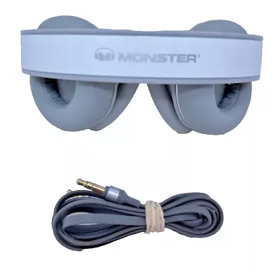 Monster DNA Headset White & Grey Wired Over The Ear Noise Cancelling Cushion • $28.96