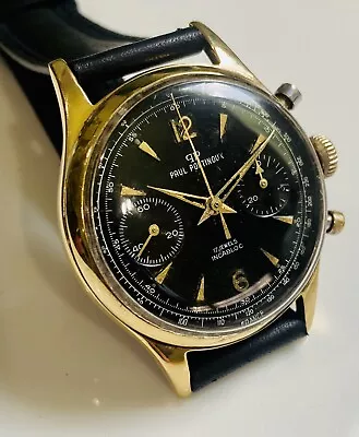 Gilt Paul Portinoux Serviced Chronograph Venus 188 Watch 2 Register Pilot • $760.75