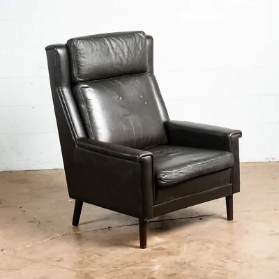 Mid Century Danish Modern Lounge Chair Dark Green Leather Georg Thams Mcm Arms • $1061.63
