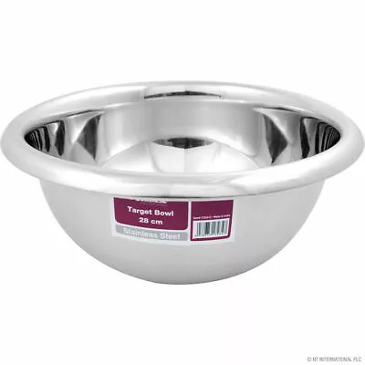 New 28cm Stainless Steel Food Bowl Kitchen Cooking Salad Fruit Serving Mixing • £4.99