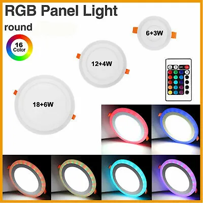 £98.61 • Buy 6/12/18W Dimmable RGB Color LED Panel Light Recessed Flat Ceiling Downlight UK