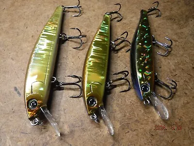 Yo-Zuri Duel Hardcore Minnow Flat Jerk Bait Lot Of 3 Gold Fishing Lure 95SP 110F • $29