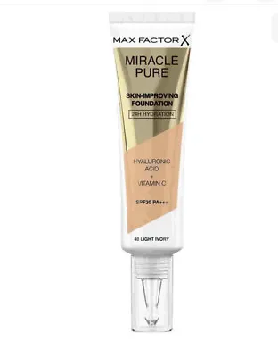 MAX FACTOR Miracle Pure Skin Long-Lasting Foundation SPF 30 30ml 40 Light Ivory • £7.99