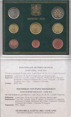 Coin Set Vatican Euro € BU 2018 SIMO OF THE TOP OF THE VATICAN Pope Francis • $94.66