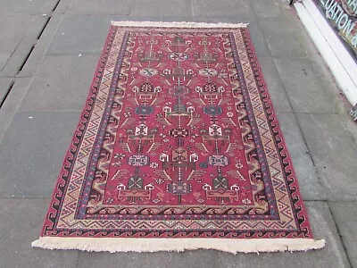 Vintage Traditional Hand Made Oriental Wool Red Small Somak Kilim 182x126cm • £275