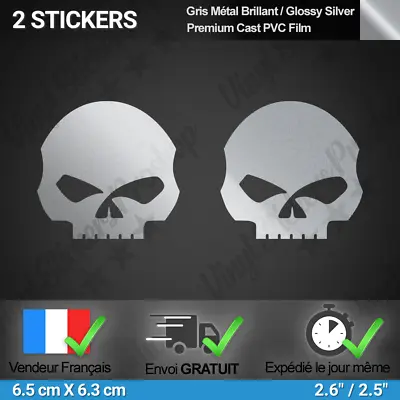 $5.51 • Buy For Harley Davidson 2 Stickers Skull Silver Glossy Adhesive Motorcycle Helmet