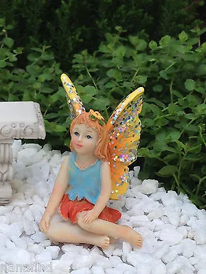 Miniature Dollhouse FAIRY GARDEN Girl With GOLDEN Glitter Wings ~ Buy 3 Save $6 • $7.85