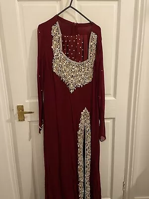 Burgundy Maxi Dress Indian/pakistani Partywear  • £80