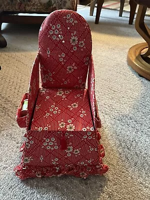 Vintage Red/white Sewing Fabric Chair • $36