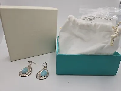 Gustavo QVC Artisan Crafted Etched Sterling Silver Amazonite Teardrop Earrings  • £43.39