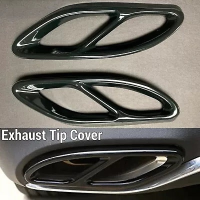 2X Gloss Black Stainless Exhaust Muffler Tip Cover Outlet Fits 17-20 R231 SL450 • $75