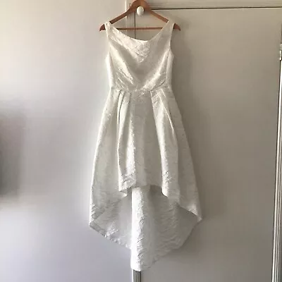 Carla Zampatti White Dress Size 10 Sleeveless High Low Fit And Flare Wedding • $160