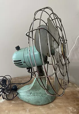 Vintage Sears Roebuck K 12” Table Fan 4 Blades Cast Iron Base 303.80110 WORKING • $49.99