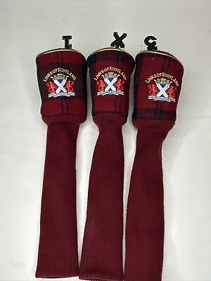 3 Red Plaid Links Of Scotland Birth Place Of Golf Head Cover Vintage 80s • $27.97