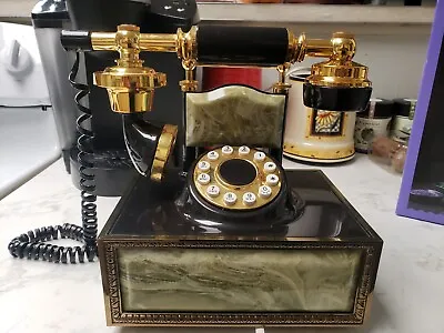 French Style Green Marble Vintage Rotary Phone • $140