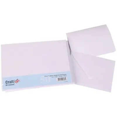 Craft UK 5inx7in Card Blanks & Envelopes White | 50 Pack • £5.99